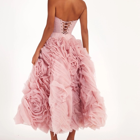 Milla Dramatically flowered tulle dress in misty pink - Picture 2 of 6